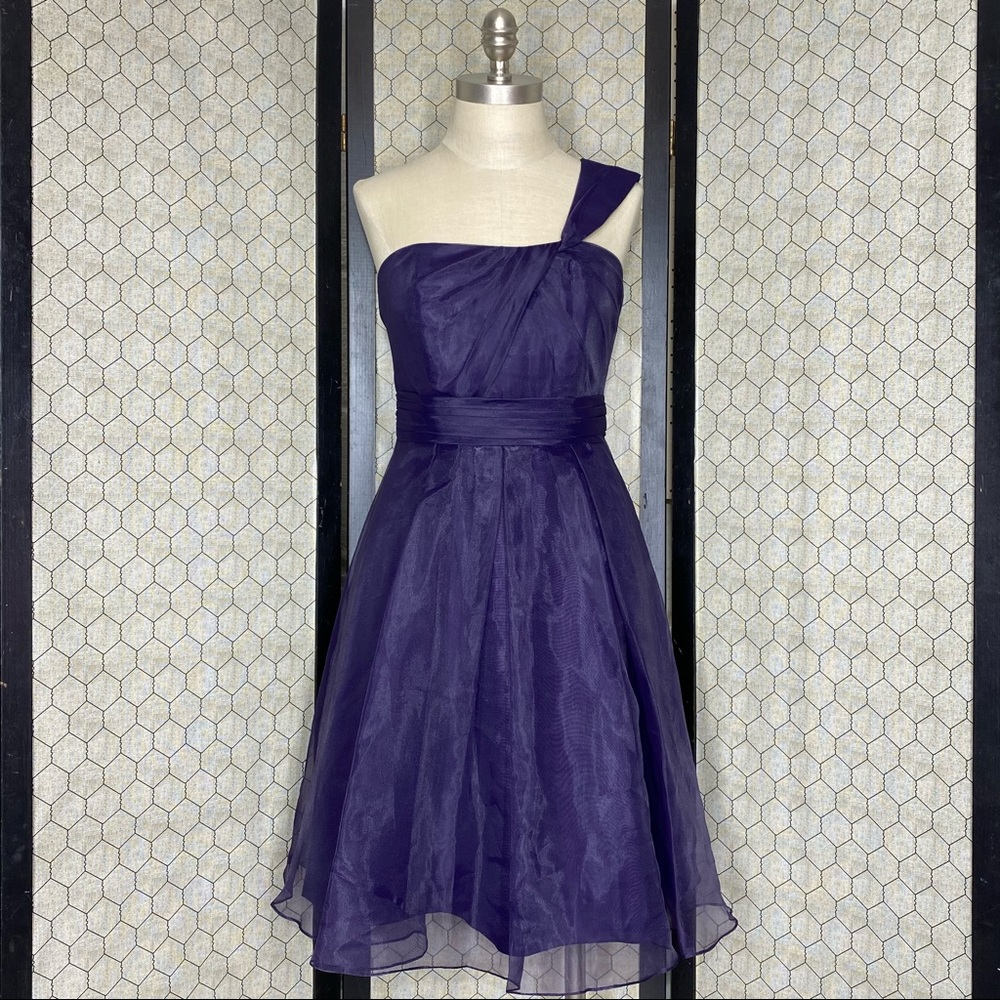 David’s Bridal One Shoulder Lapis Organza Dress